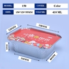 صانع مخصص إعادة استخدام الصف الغذائي الألومنيوم ورق الغداء صندوق حاوية مع غطاء 410ml 150 * 120 * 55mm