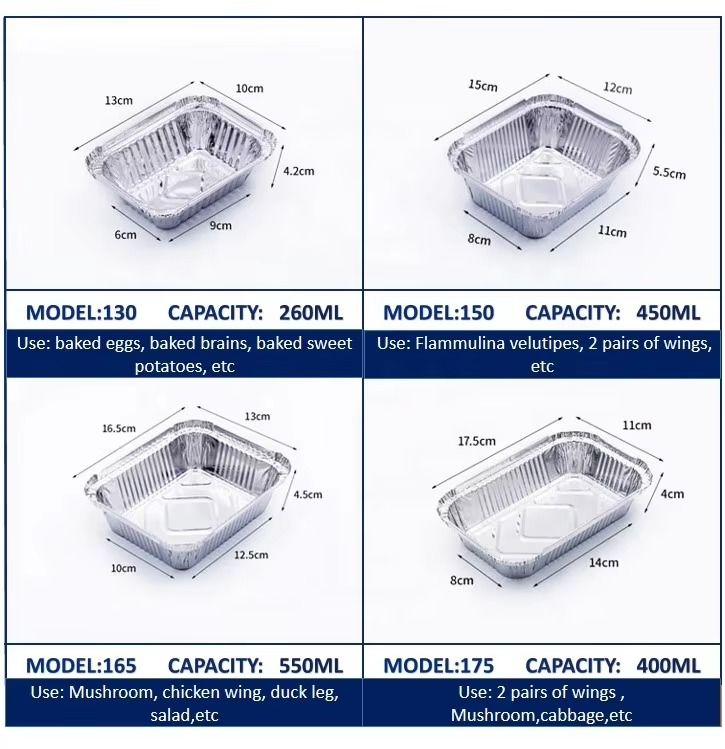 صندوق الغداء من ورق الألومنيوم الصف الغذائي مع غطاء بي تي إي