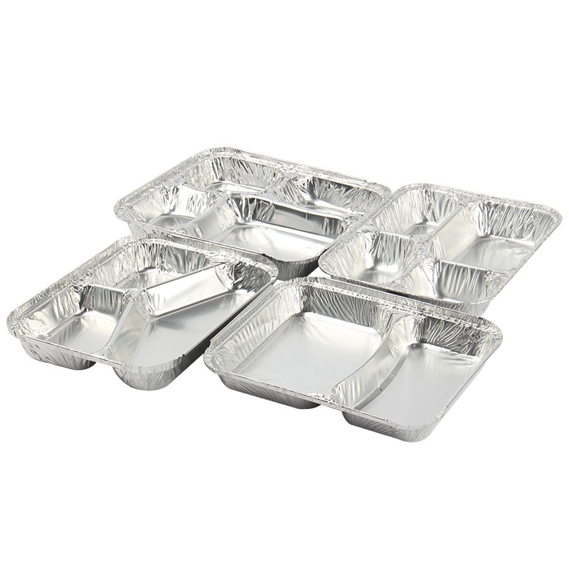 800 مل صندوق غداء من ورق الألومنيوم 230mm*175mm*38mm بيع بالجملة حاوية سلة مربع صناديق عالية الجودة 2 شبكة