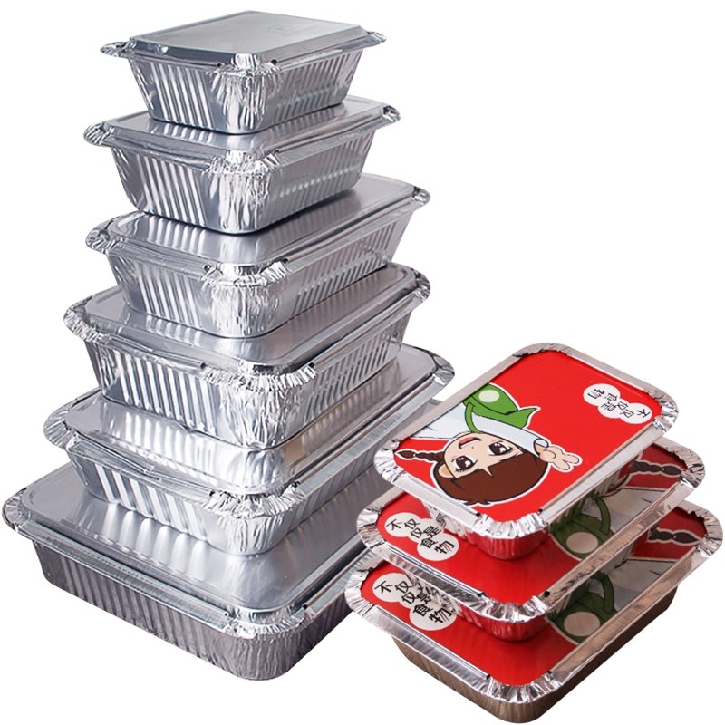 1150ML صندوق الغداء من ورق الألومنيوم 230mm*170mm*50mm خال من التلوث الصحي